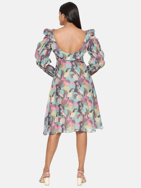 Aqua Printed Muslin Dress - AS0644