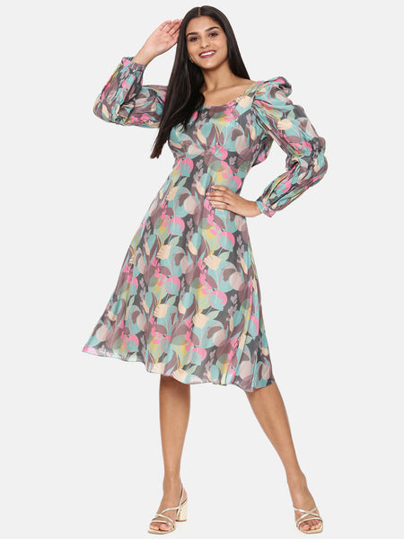 Aqua Printed Muslin Dress - AS0644