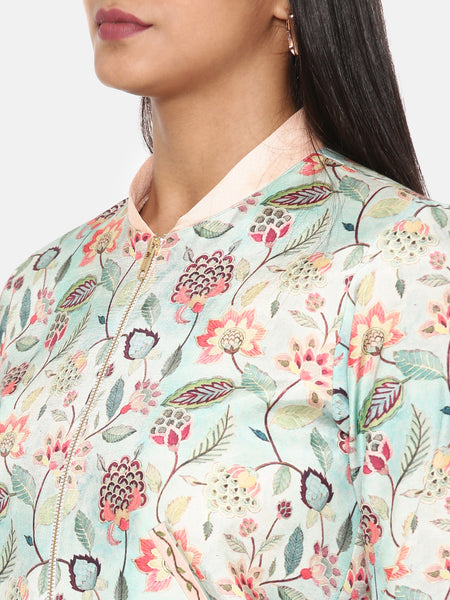 Aqua Printed Bomber Jacket - ASBJ004