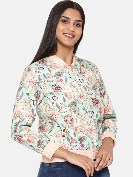 Aqua Printed Bomber Jacket - ASBJ004
