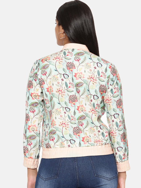 Aqua Printed Bomber Jacket - ASBJ004