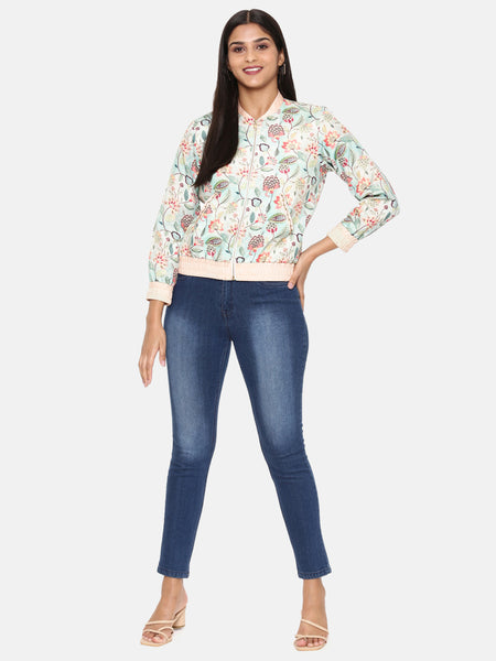 Aqua Printed Bomber Jacket - ASBJ004