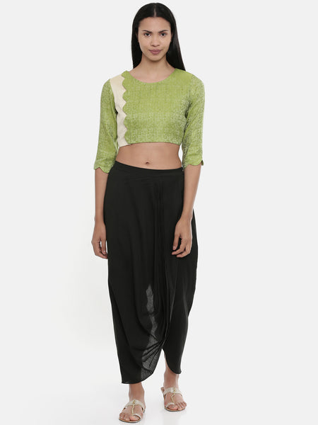 Leaf Green/Beige,Jaquard/Cotton silk Blouse - ASBL023 - Asmi Shop