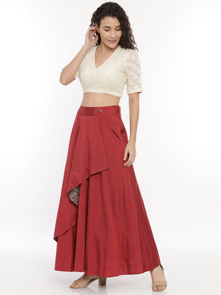 Cream Silk Jacquard Blouse  - ASBL026