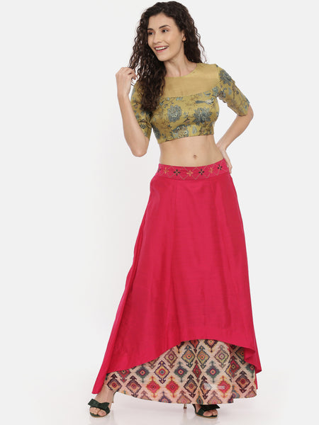 Green Chanderi Bow Tie Blouse  - ASBL028