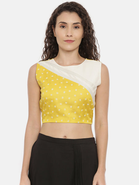 Yellow Silk Cotton Blouse - ASBL031