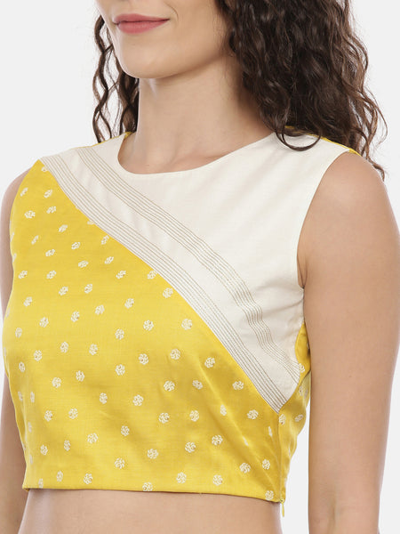 Yellow Silk Cotton Blouse - ASBL031