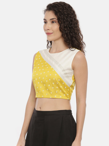 Yellow Silk Cotton Blouse - ASBL031