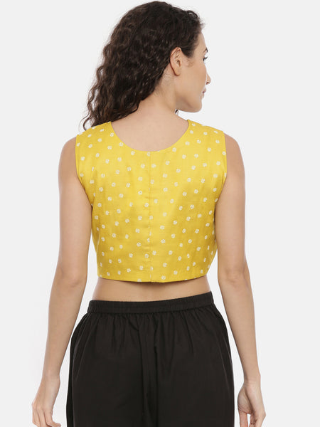 Yellow Silk Cotton Blouse - ASBL031