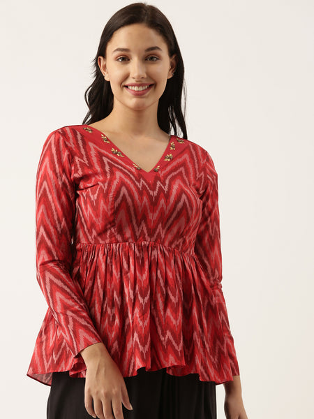 Ikat Silk Long Blouse - ASBL033