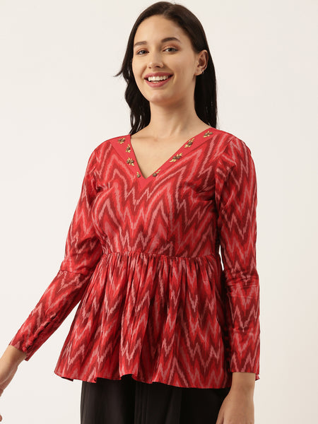 Ikat Silk Long Blouse - ASBL033