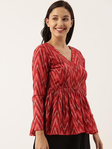 Ikat Silk Long Blouse - ASBL033