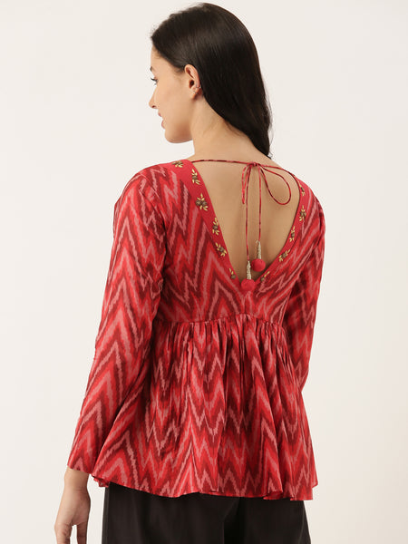 Ikat Silk Long Blouse - ASBL033