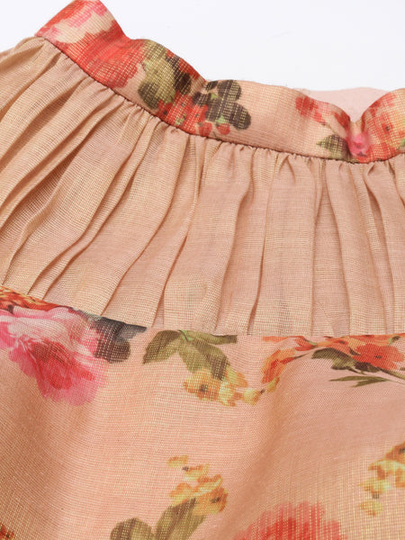 Chanderi Collar Frill Pink Blouse - ASBL035