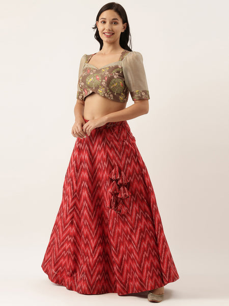 Brown Silk Jaquard Blouse - ASBL040