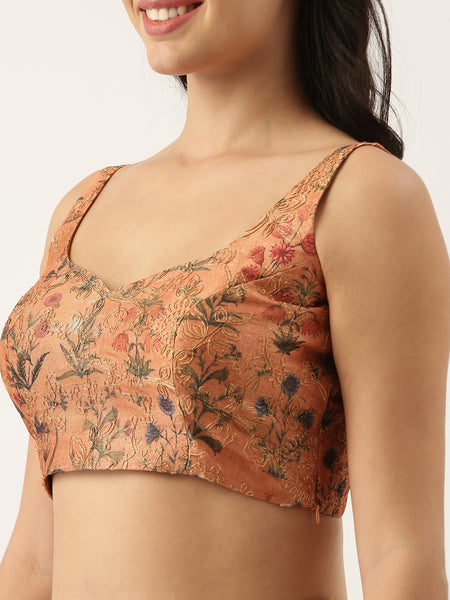 Rust Orange Chanderi Blouse - ASBL041