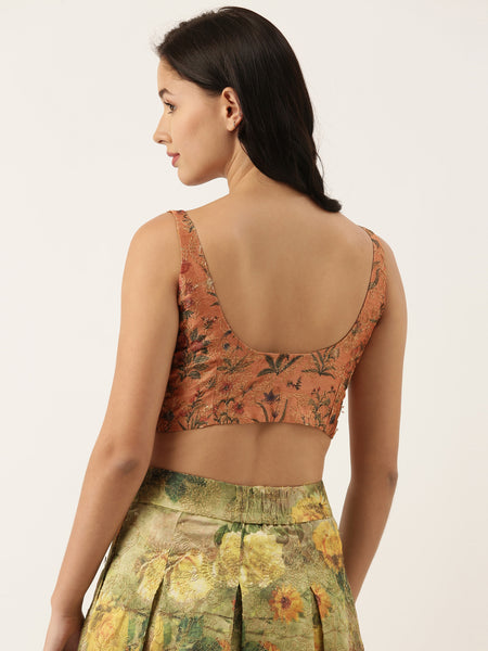 Rust Orange Chanderi Blouse - ASBL041