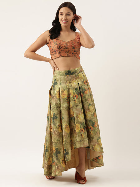 Rust Orange Chanderi Blouse - ASBL041