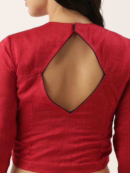 Silk Red Sequened Blouse  - ASBL045
