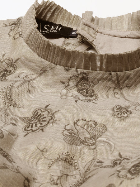 Grey Black Back Open Chanderi Blouse  - ASBL046