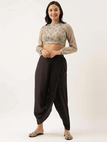 Grey Black Back Open Chanderi Blouse  - ASBL046