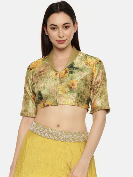 Chanderi Printed Blouse  - ASBL048