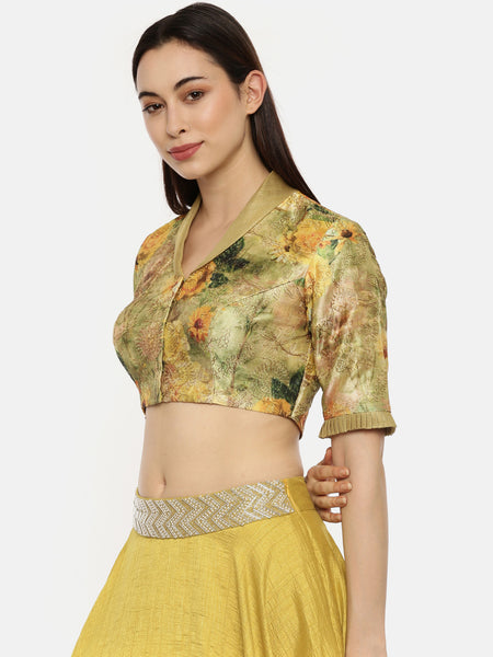 Chanderi Printed Blouse  - ASBL048
