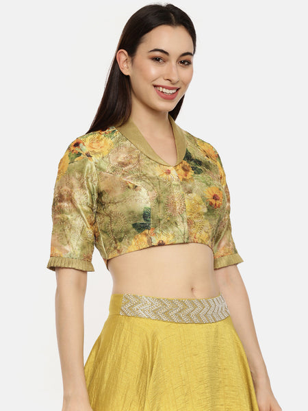 Chanderi Printed Blouse  - ASBL048