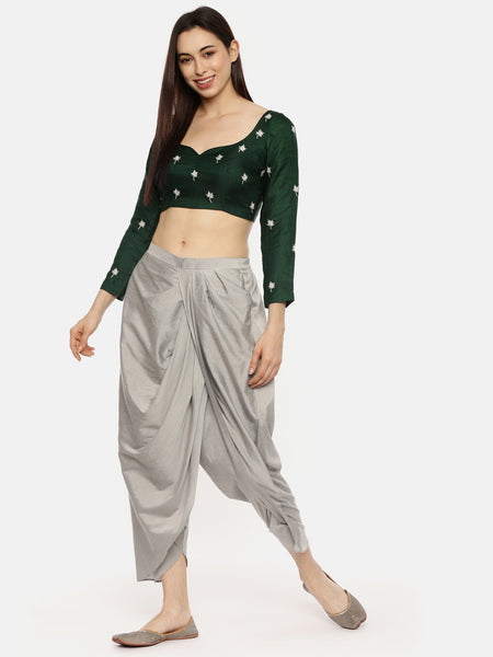 Green Embroidered Silk Blouse  - ASBL049