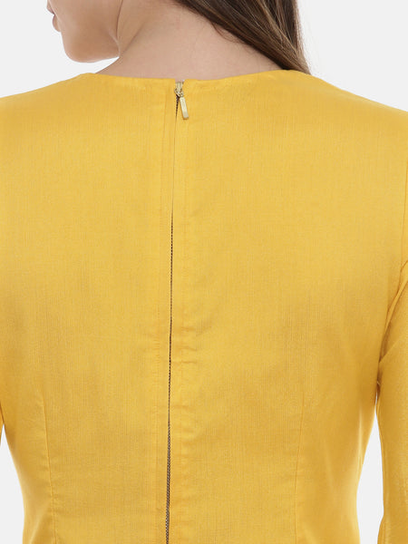Pintuck Yellow Silk Blouse  - ASBL050