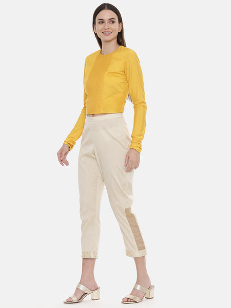 Pintuck Yellow Silk Blouse  - ASBL050