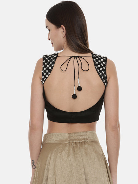 Classic Black Embroidred Blouse - ASBL057