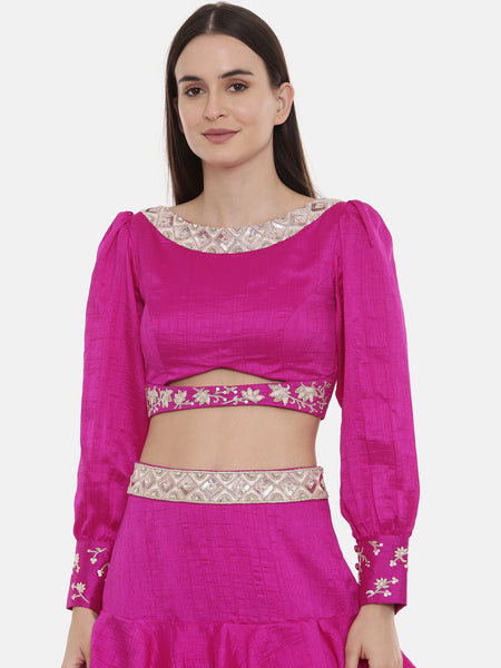 Fushcia Pink Silk Blouse - ASBL061