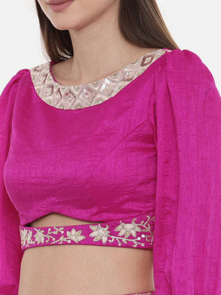 Fushcia Pink Silk Blouse - ASBL061