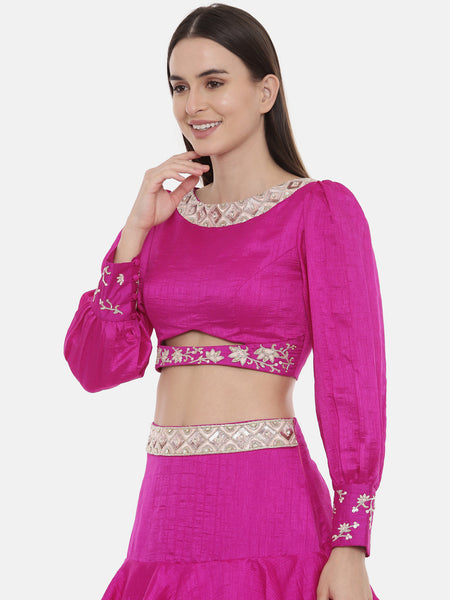 Fushcia Pink Silk Blouse - ASBL061