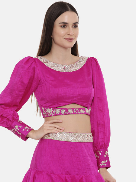 Fushcia Pink Silk Blouse - ASBL061