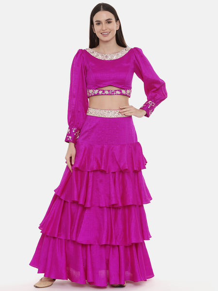 Fushcia Pink Silk Blouse - ASBL061