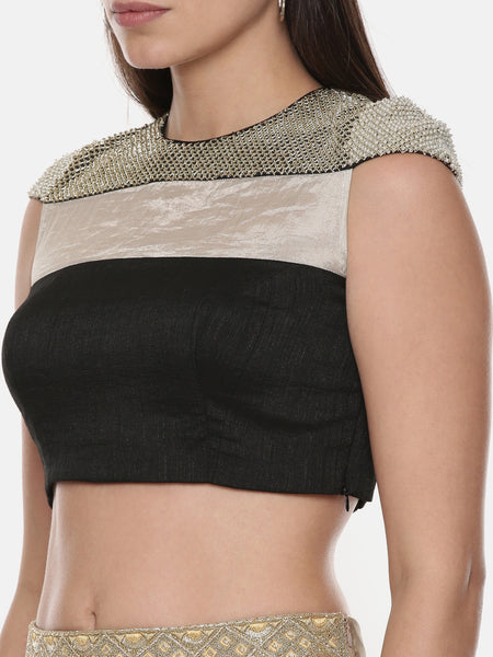 Quirky Black Silver Tissue Blouse - ASBL062