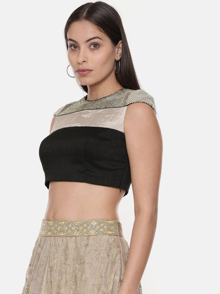 Quirky Black Silver Tissue Blouse - ASBL062