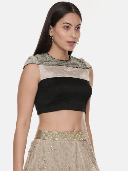 Quirky Black Silver Tissue Blouse - ASBL062