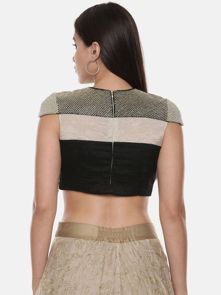 Quirky Black Silver Tissue Blouse - ASBL062