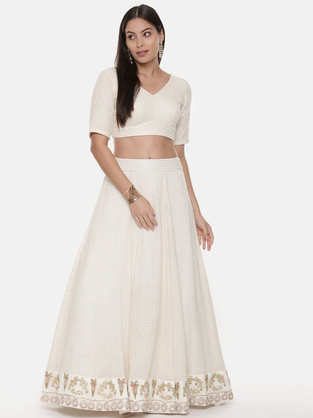 Ivory Georgette Sequin Blouse - ASBL069