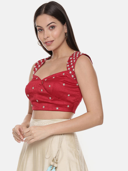 Red Sequin Silk Blouse - ASBL072