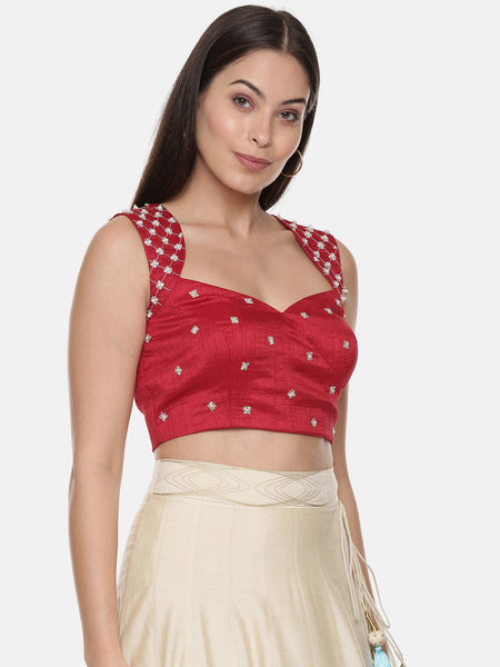 Red Sequin Silk Blouse - ASBL072