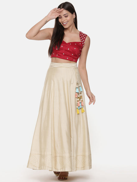 Red Sequin Silk Blouse - ASBL072