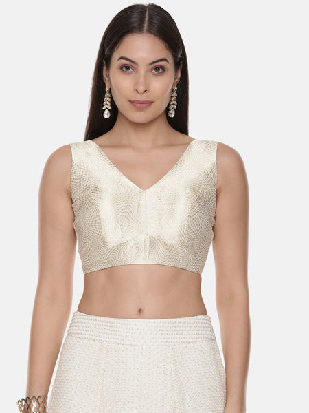 Silk Banares Brocade Gold Blouse - ASBL077