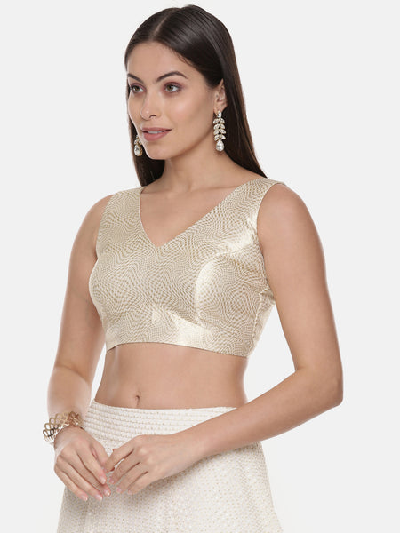 Silk Banares Brocade Gold Blouse - ASBL077