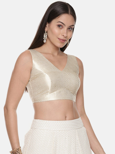 Silk Banares Brocade Gold Blouse - ASBL077