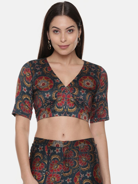 Silk Chanderi Printed Blouse - ASBL078