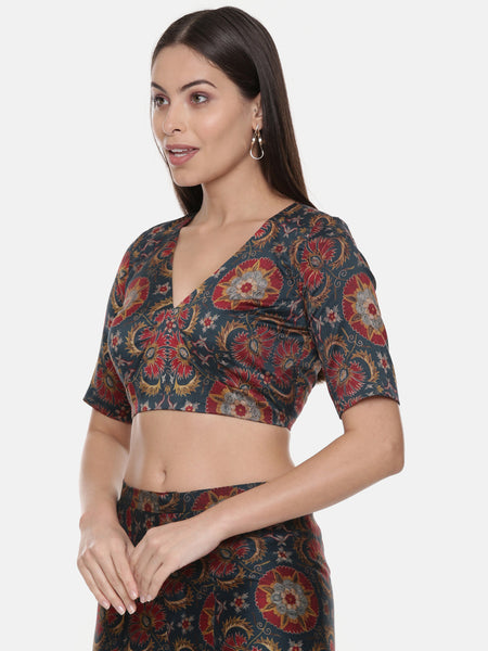 Silk Chanderi Printed Blouse - ASBL078